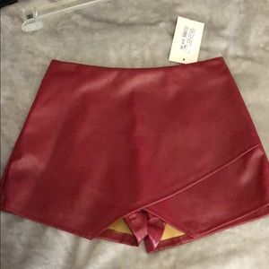Pants Store leather burgundy skort NWT